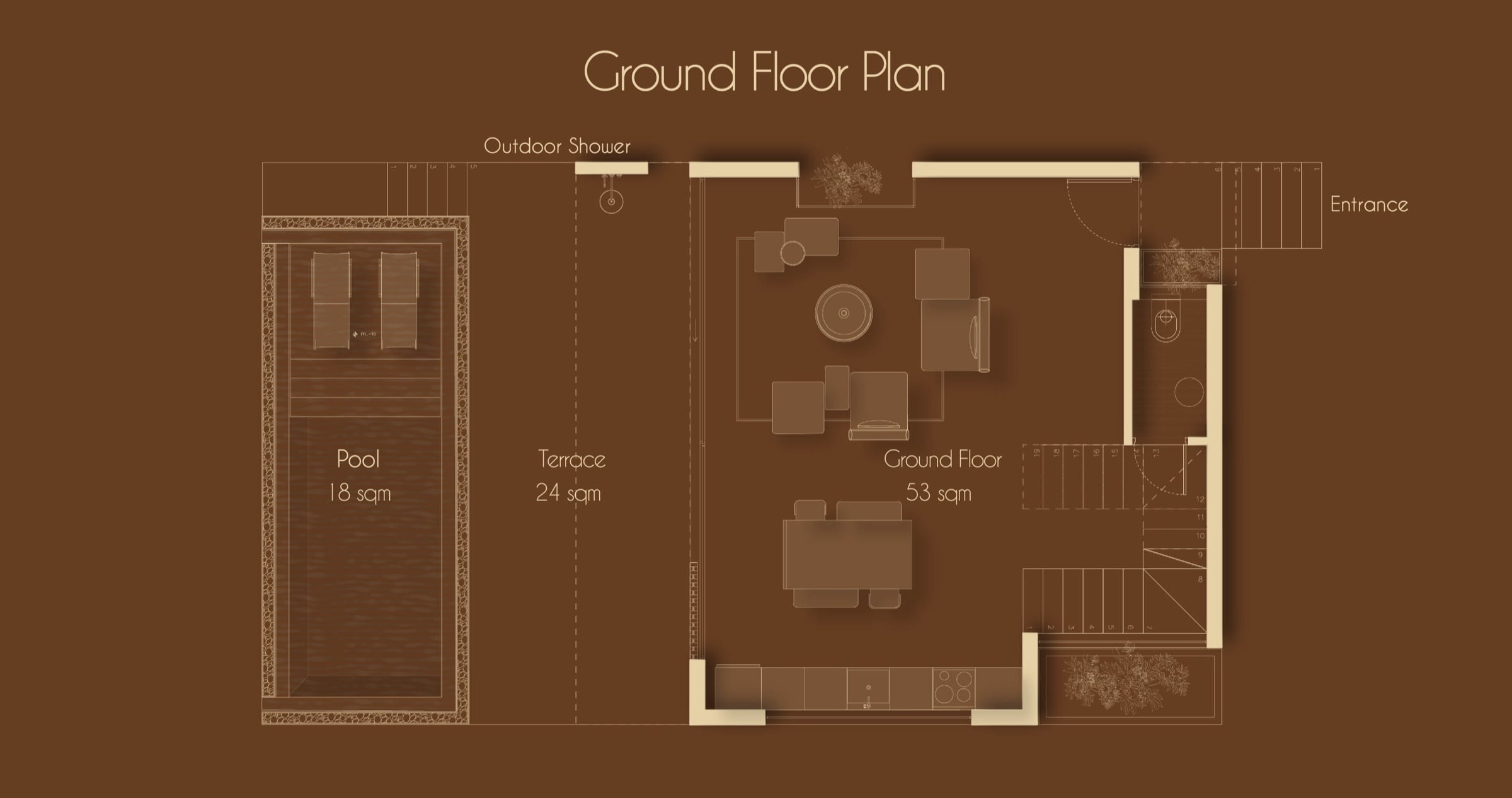 Villa 2BR / L ground floor plan