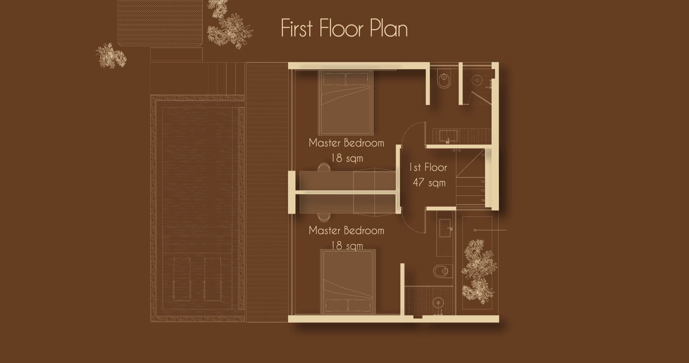 Villa 2BR / M first floor plan
