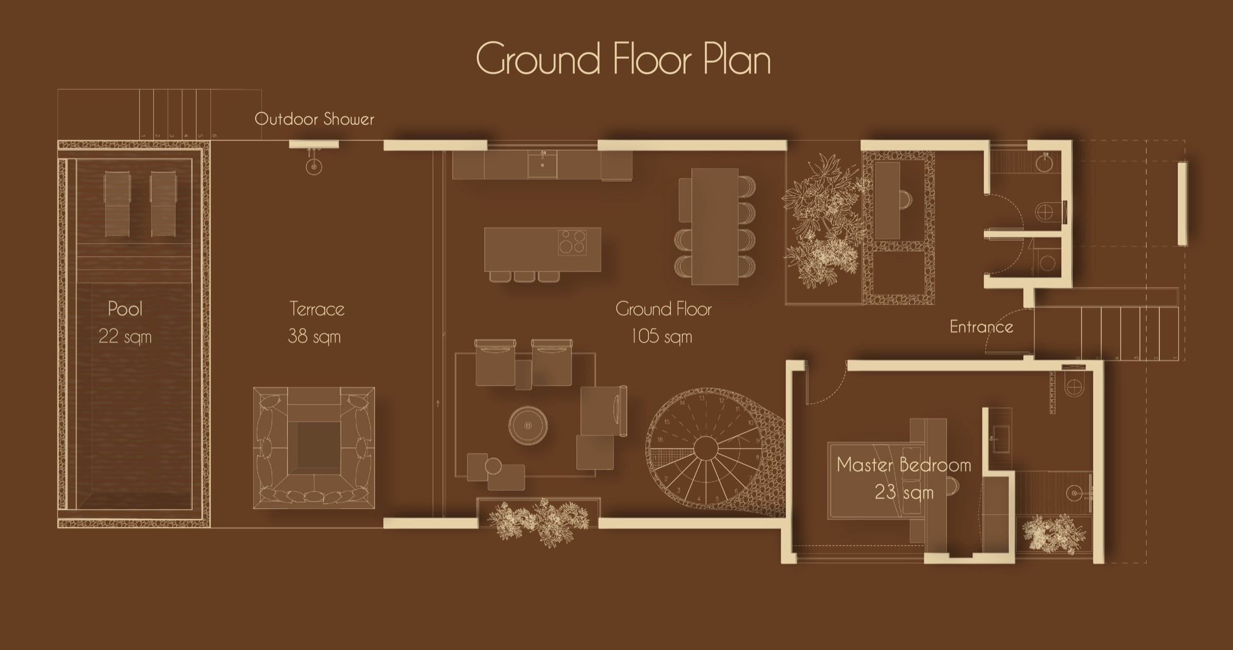 Villa 3BR / L ground floor plan