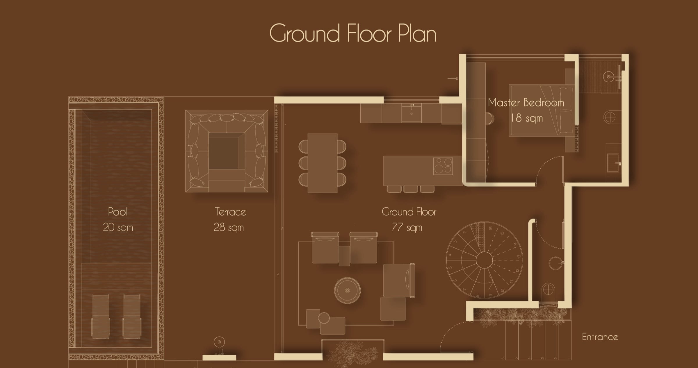 Villa 3BR / M ground floor plan