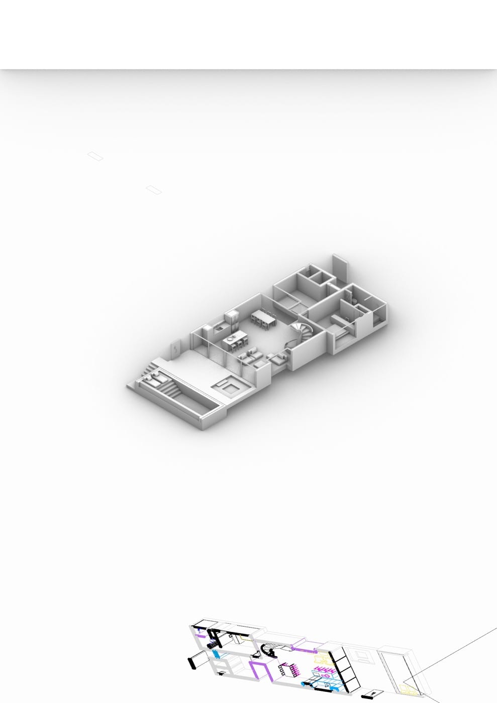 Villa 3BR / L first floor, three-dimensional overview