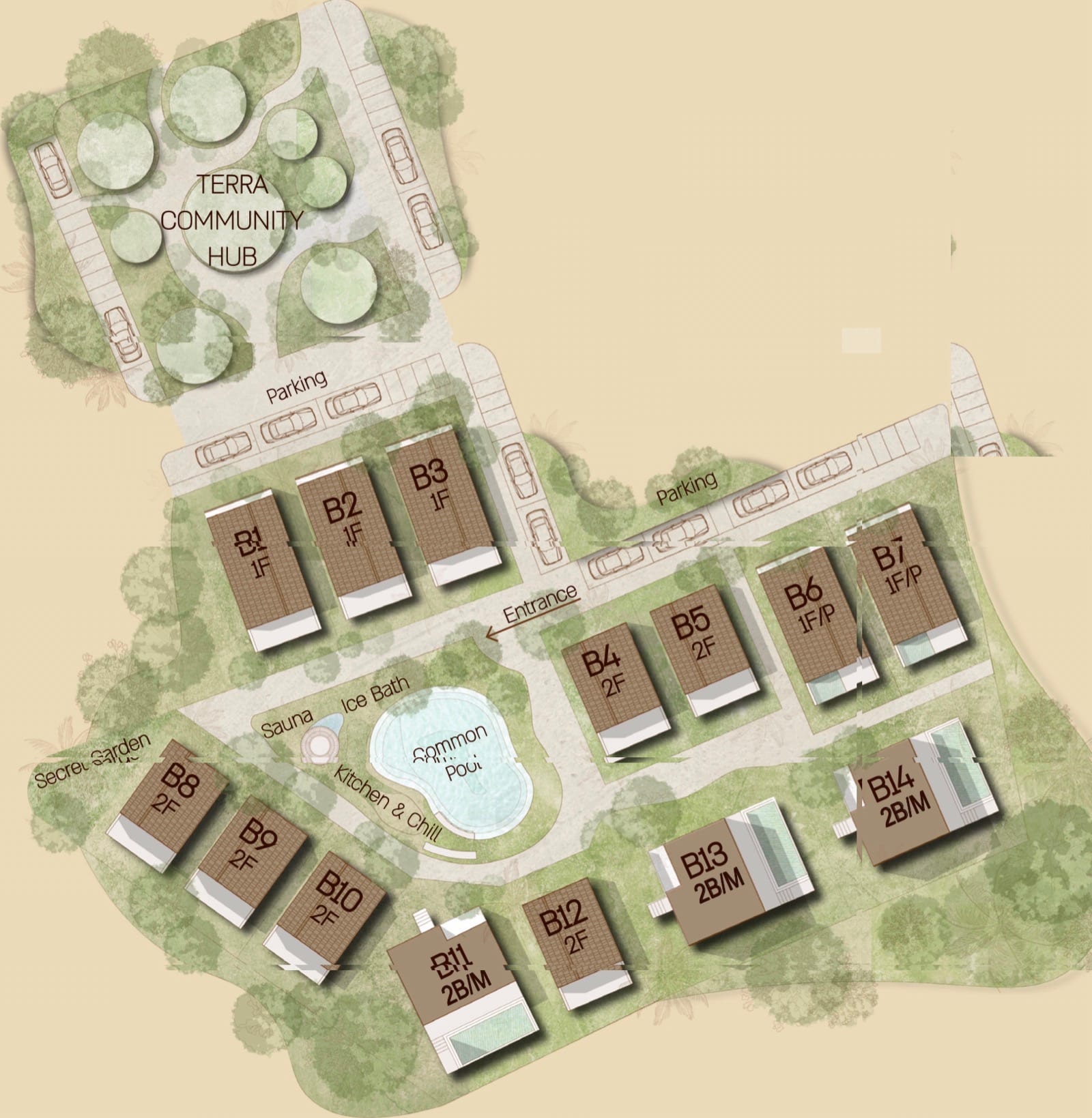 Master plan of Phase Two, showing all 14 plots