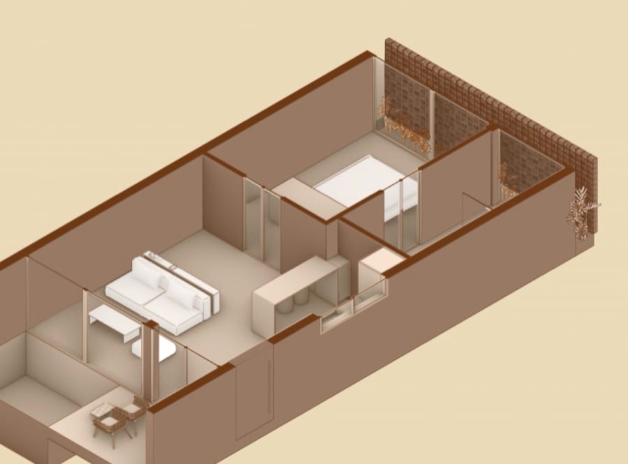 Villa 1BR / 1F ground floor, three-dimensional overview