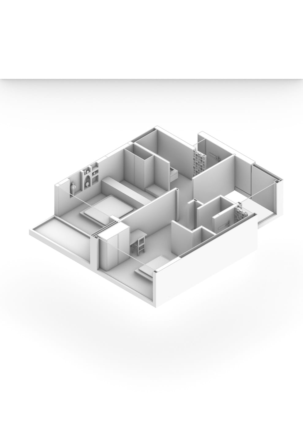 Villa 2BR / L first floor, three-dimensional overview