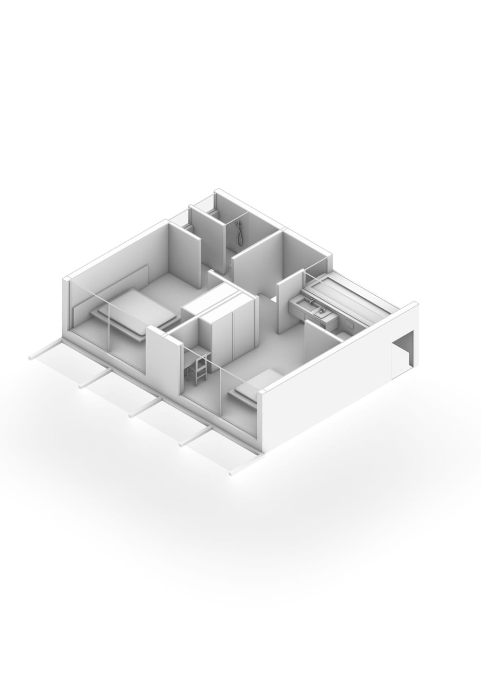 Villa 2BR / M first floor, three-dimensional overview