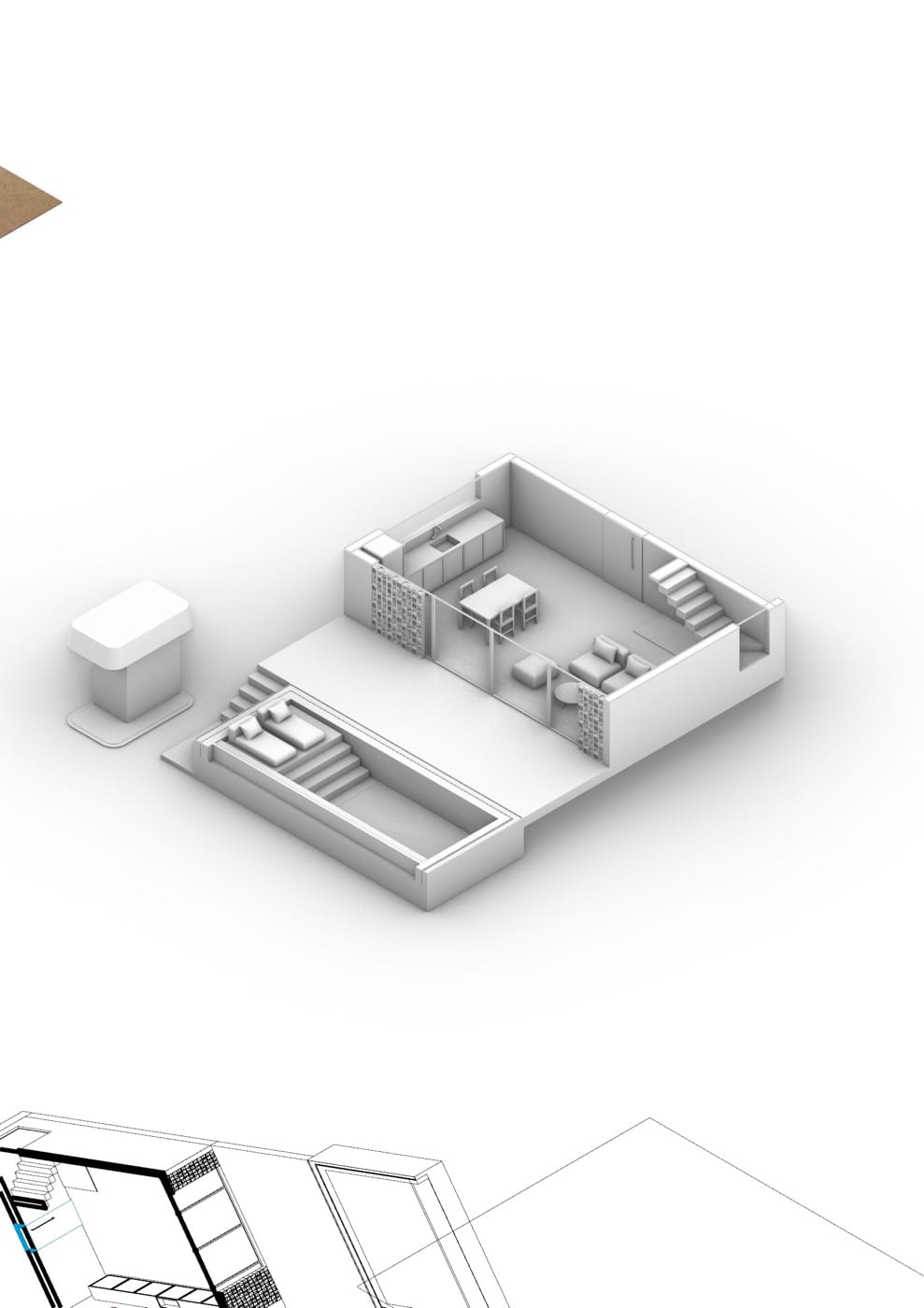 Villa 2BR / M ground floor, three-dimensional overview