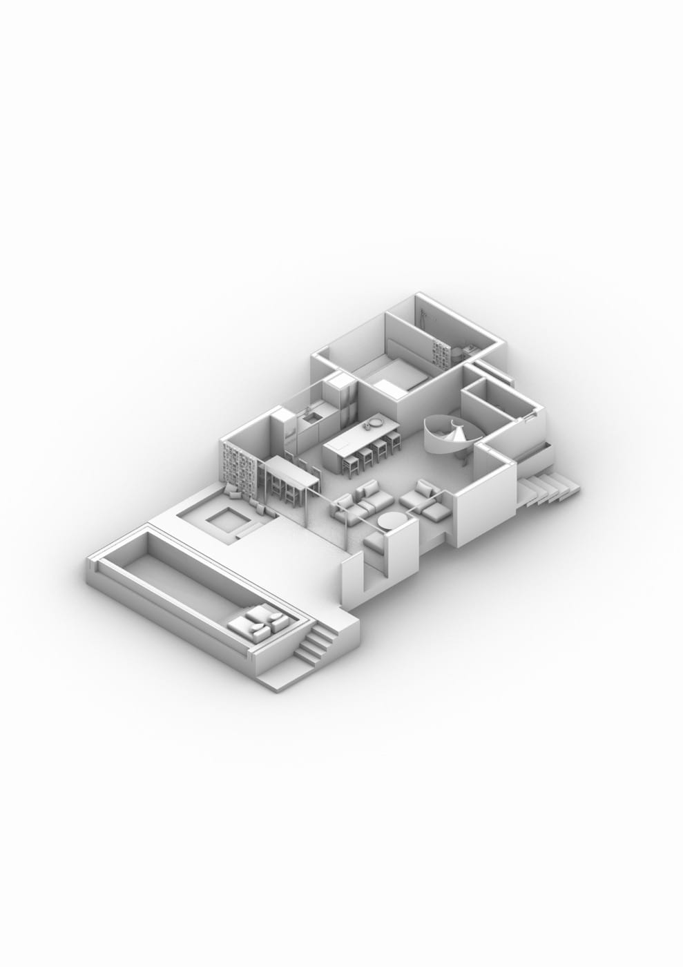 Villa 3BR / M ground floor, three-dimensional overview